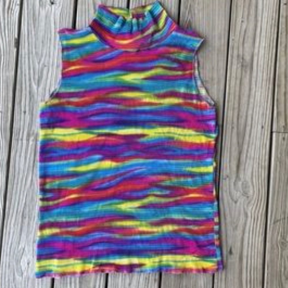 Vintage 80s rainbow pride sleeveless 3X top
